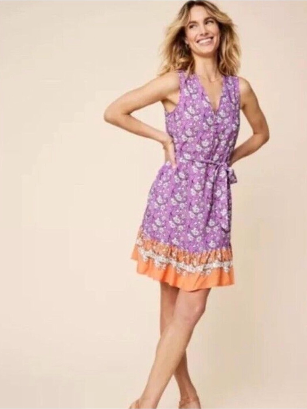 UNTUCKit Dakota Floral V-Neck Flounce Hem Dress XS NWT Cottagecore